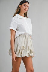 CURSTIN EMBROIDERY BUBBLE HEM MINI SKIRT