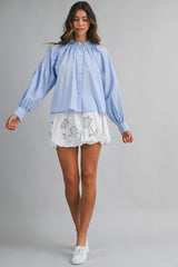 CURSTIN EMBROIDERY BUBBLE HEM MINI SKIRT