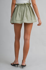 YASMIN PIPED PIN STRIPE GATHERED MINI SKIRT