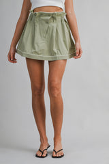 YASMIN PIPED PIN STRIPE GATHERED MINI SKIRT