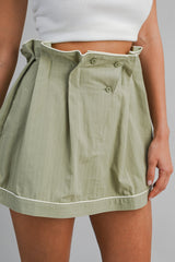 YASMIN PIPED PIN STRIPE GATHERED MINI SKIRT