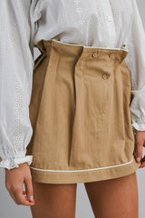 YASMIN PIPED PIN STRIPE GATHERED MINI SKIRT