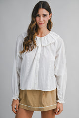 YASMIN PIPED PIN STRIPE GATHERED MINI SKIRT