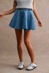 GIANNA DENIM FLARE MINI SKIRT