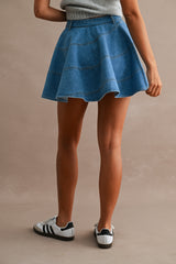 GIANNA DENIM FLARE MINI SKIRT