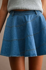 GIANNA DENIM FLARE MINI SKIRT