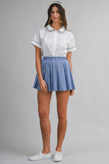 JINNY PLAID PLEATED SKIRT
