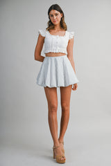 ELLE FLORAL PRINTED BUBBLE HEM MINI SKIRT