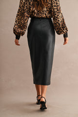 FIA FAUX LEATHER MIDI PENCIL SKIRT