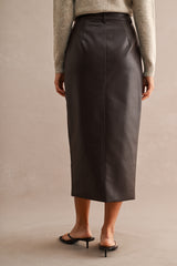 FIA FAUX LEATHER MIDI PENCIL SKIRT