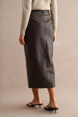 FIA FAUX LEATHER MIDI PENCIL SKIRT