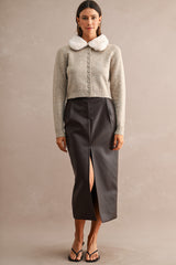 FIA FAUX LEATHER MIDI PENCIL SKIRT