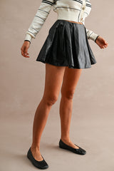 LIA FAUX LEATHER PLEATED MINI SKIRT