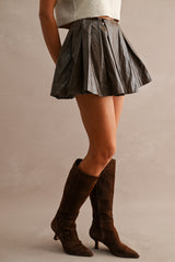 LIA FAUX LEATHER PLEATED MINI SKIRT