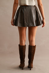 LIA FAUX LEATHER PLEATED MINI SKIRT