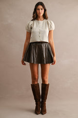 LIA FAUX LEATHER PLEATED MINI SKIRT