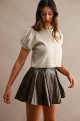 LIA FAUX LEATHER PLEATED MINI SKIRT