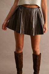LIA FAUX LEATHER PLEATED MINI SKIRT