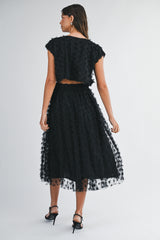 ESPERANZA APPLIQUE CROP TOP MIDI SKIRT SET