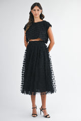 ESPERANZA APPLIQUE CROP TOP MIDI SKIRT SET