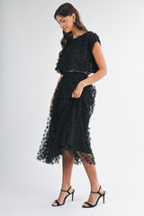 ESPERANZA APPLIQUE CROP TOP MIDI SKIRT SET