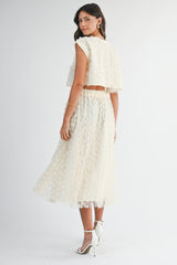 ESPERANZA APPLIQUE CROP TOP MIDI SKIRT SET