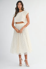ESPERANZA APPLIQUE CROP TOP MIDI SKIRT SET