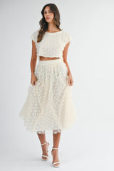 ESPERANZA APPLIQUE CROP TOP MIDI SKIRT SET