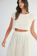 ESPERANZA APPLIQUE CROP TOP MIDI SKIRT SET