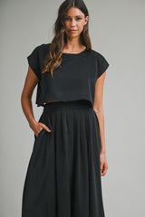 SSERA SATIN CROP TOP SKIRT SET