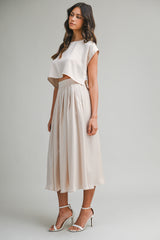 SSERA SATIN CROP TOP SKIRT SET