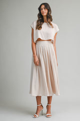 SSERA SATIN CROP TOP SKIRT SET