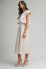 SSERA SATIN CROP TOP SKIRT SET