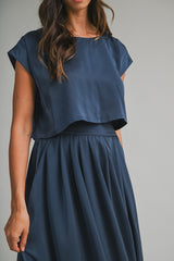 SSERA SATIN CROP TOP SKIRT SET