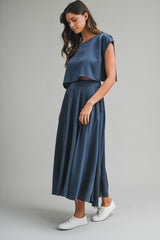SSERA SATIN CROP TOP SKIRT SET