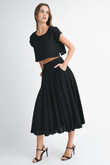 LYRIC CROP TOP AND MIDI SKIRT SET