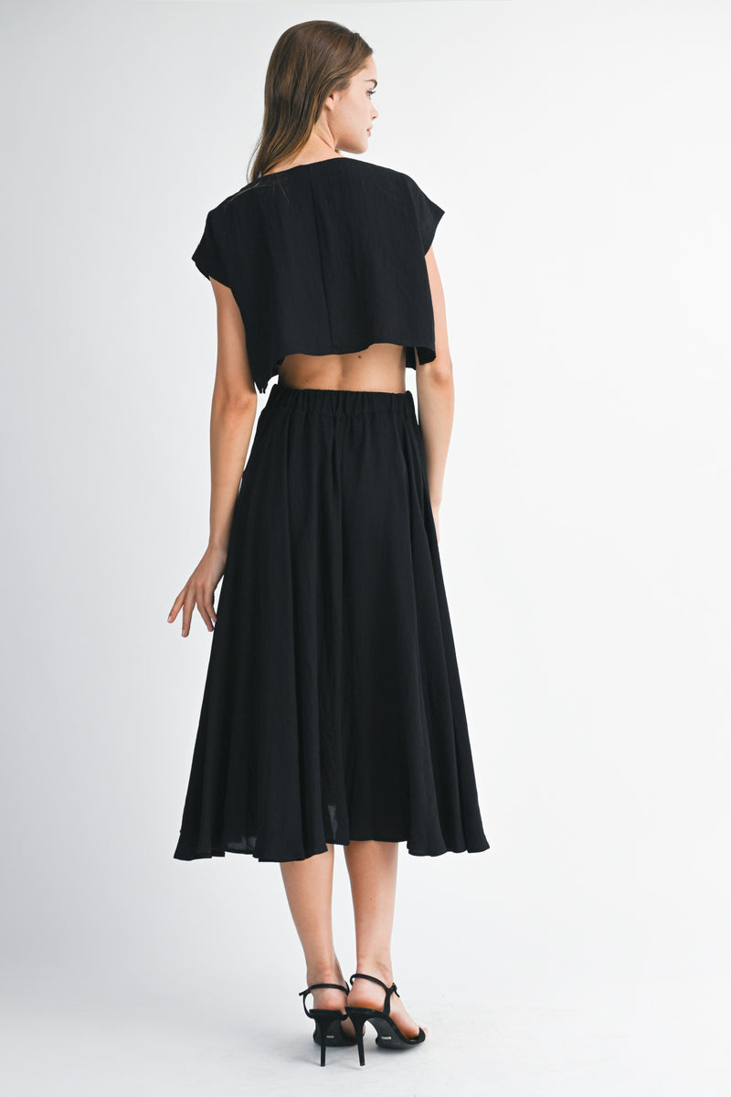 LYRIC CROP TOP AND MIDI SKIRT SET