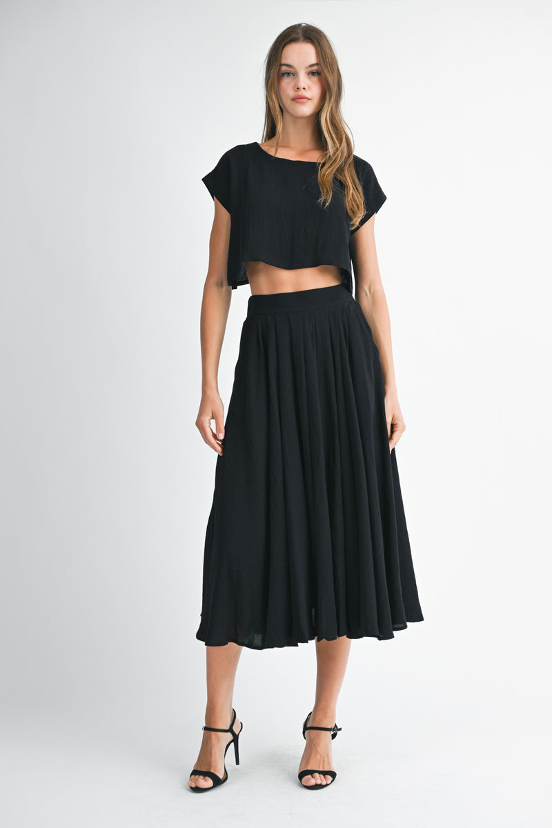 LYRIC CROP TOP AND MIDI SKIRT SET