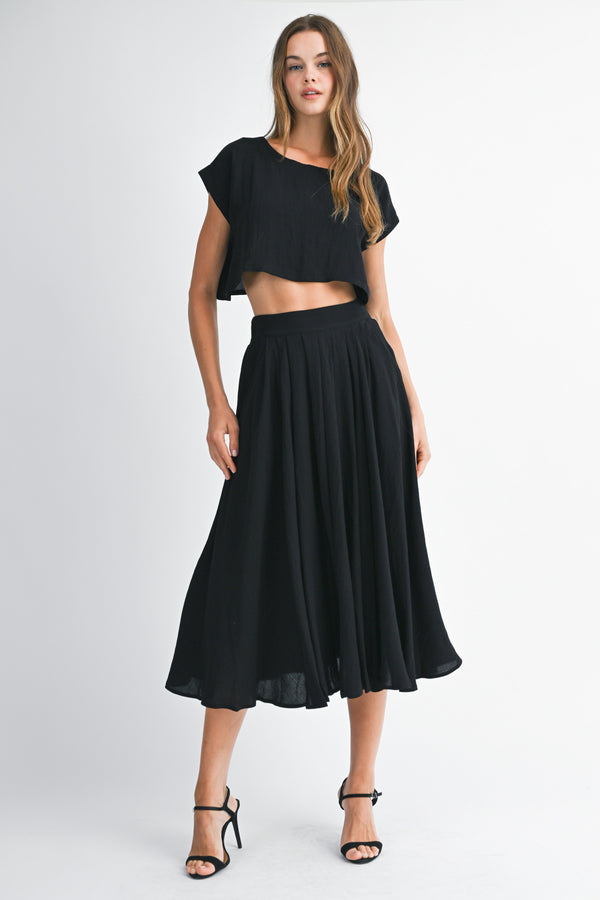 LYRIC CROP TOP AND MIDI SKIRT SET