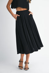 LYRIC CROP TOP AND MIDI SKIRT SET