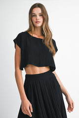 LYRIC CROP TOP AND MIDI SKIRT SET