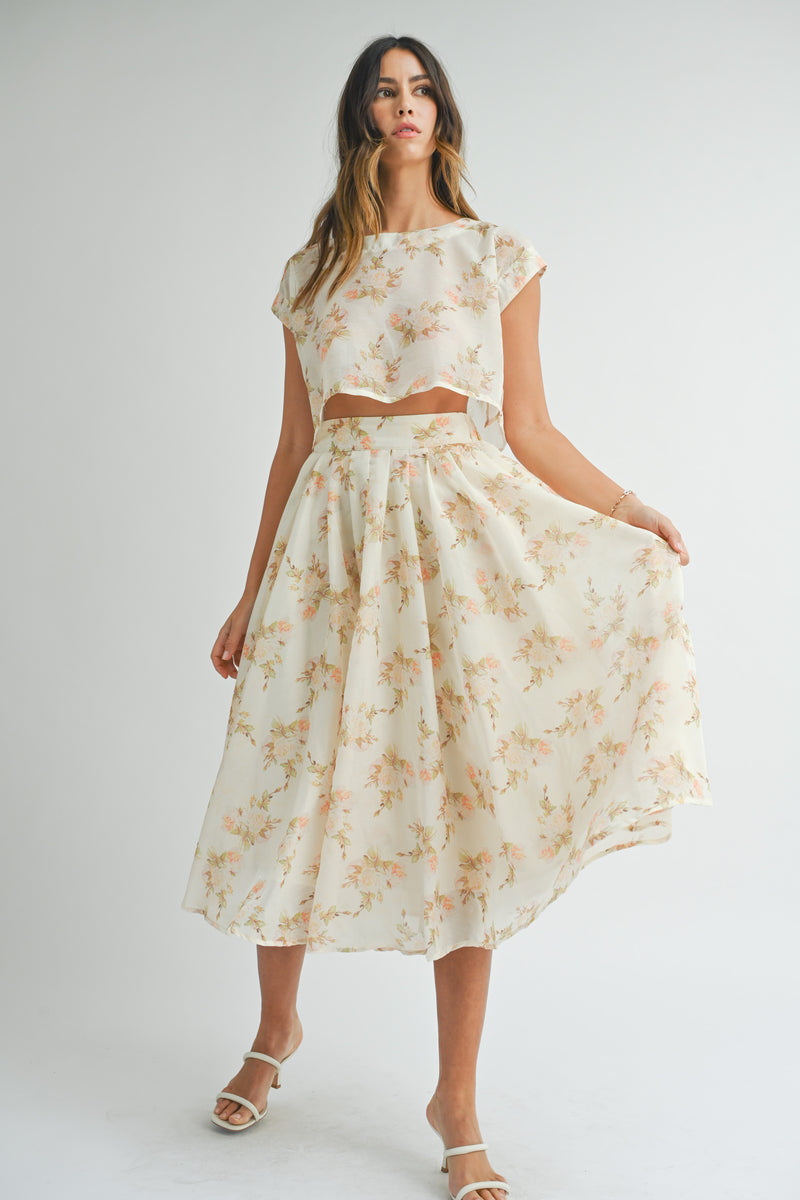 NAPHEESA CROP TOP AND MIDI SKIRT SET