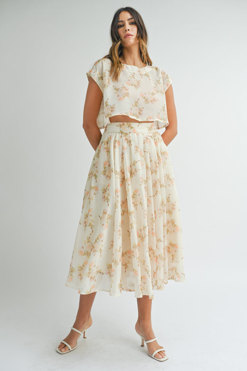 NAPHEESA CROP TOP AND MIDI SKIRT SET
