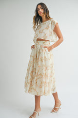 NAPHEESA CROP TOP AND MIDI SKIRT SET