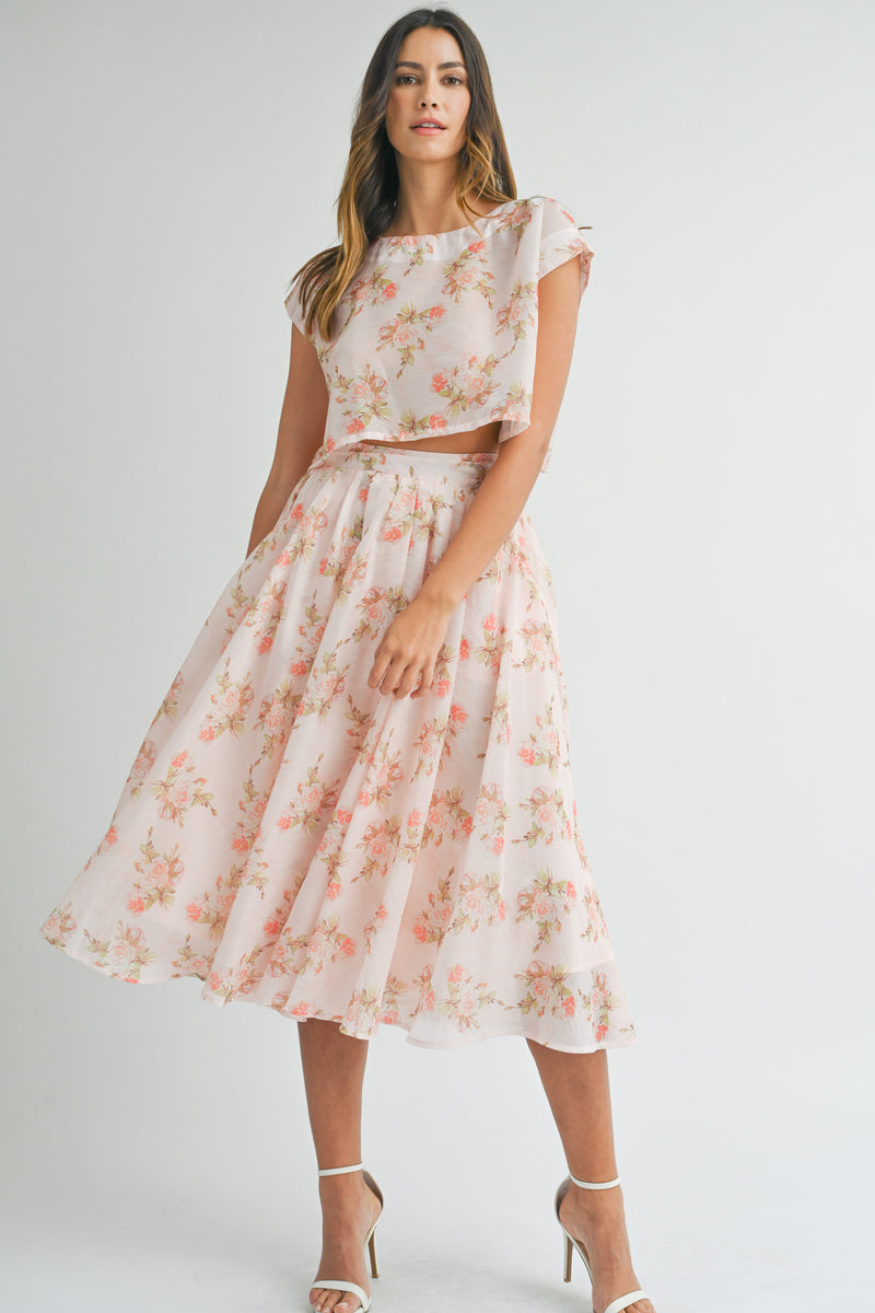 NAPHEESA CROP TOP AND MIDI SKIRT SET
