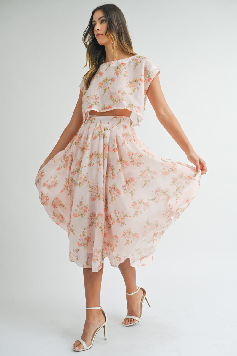 NAPHEESA CROP TOP AND MIDI SKIRT SET