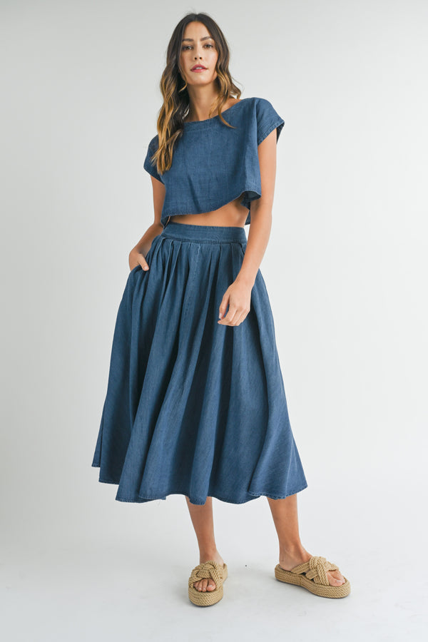 EDA CROP TOP AND MIDI SKIRT SET