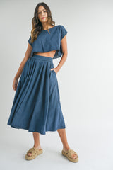 EDA CROP TOP AND MIDI SKIRT SET