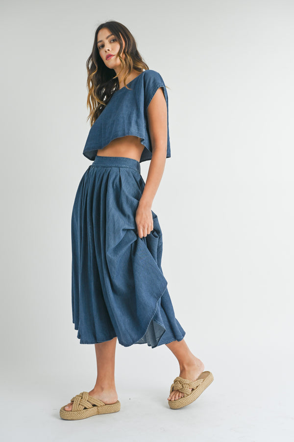 EDA CROP TOP AND MIDI SKIRT SET