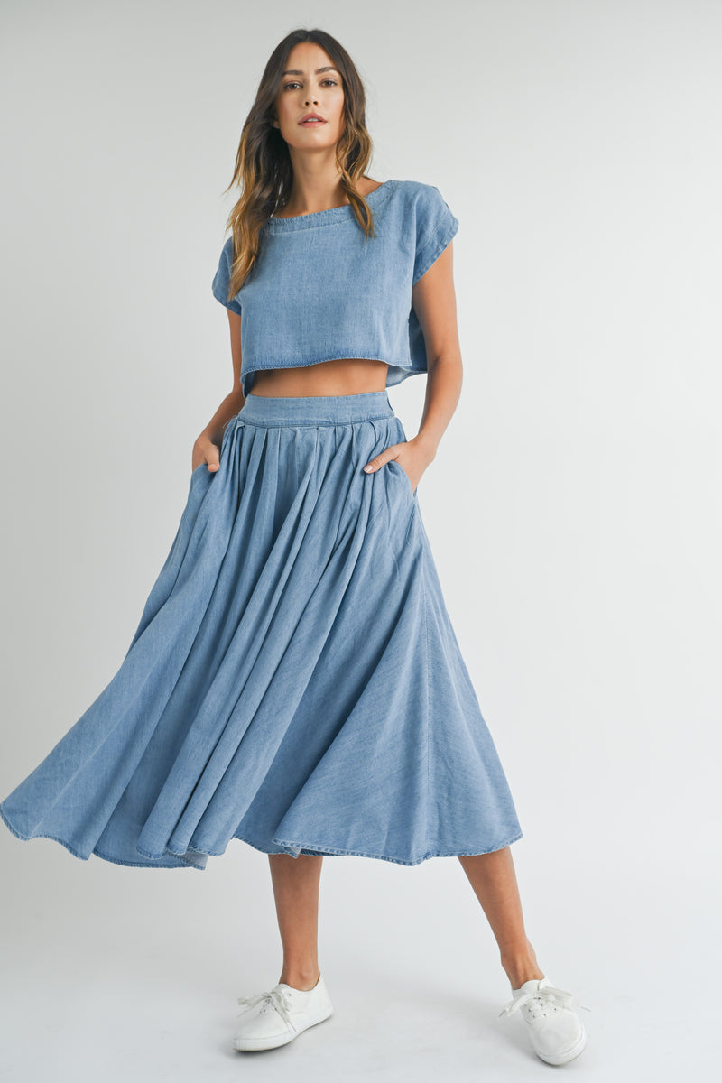EDA CROP TOP AND MIDI SKIRT SET